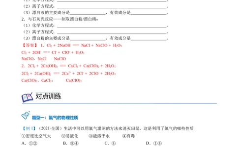 第13讲氯气的性质（教师版）-（人教版2019）_高化_595801221724高中化学新人教版选择性必修一二三电子版教案PPT课件高中试卷_必修一册（人教版）_讲义