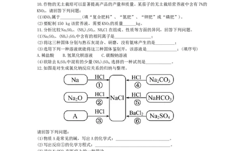 初中化学单元检测试题：11.盐和肥_初中化学_01.人教版初中化学_01.初中化学课件PPT--教案--试题_初中化学全套_化学试题_化学：人教版九年级下册各单元测试题及答案（58份）