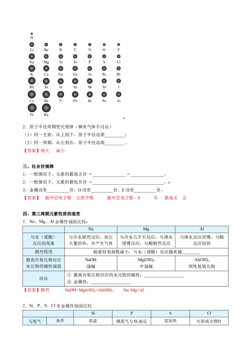 第32讲元素周期律（教师版）-（人教版2019）_高化_595801221724高中化学新人教版选择性必修一二三电子版教案PPT课件高中试卷_必修一册（人教版）_讲义