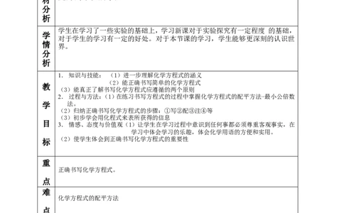九年级化学化学方程式教学设计_初中化学_01.人教版初中化学_01.初中化学课件PPT--教案--试题_初中化学&mdash;课件&mdash;教案&mdash;试题-推荐_9年级上课件教案试题_9年级上教案_第5单元