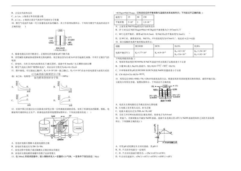 学易金卷：2020-2021学年高二化学上学期期末测试卷03（人教版选择性必修1）（考试版）_高化_2025春-人教版高中化学_03新版高中化学选择性必修1_04习题试卷_期末试卷