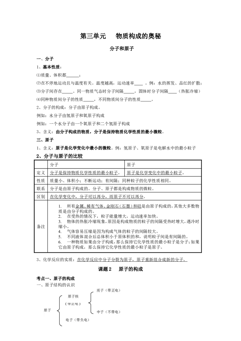 九年级上册化学第三单元---物质构成的奥秘_初中化学_01.人教版初中化学_01.初中化学课件PPT--教案--试题_初中化学&mdash;课件&mdash;教案&mdash;试题-推荐_9年级上课件教案试题_9年级上教案