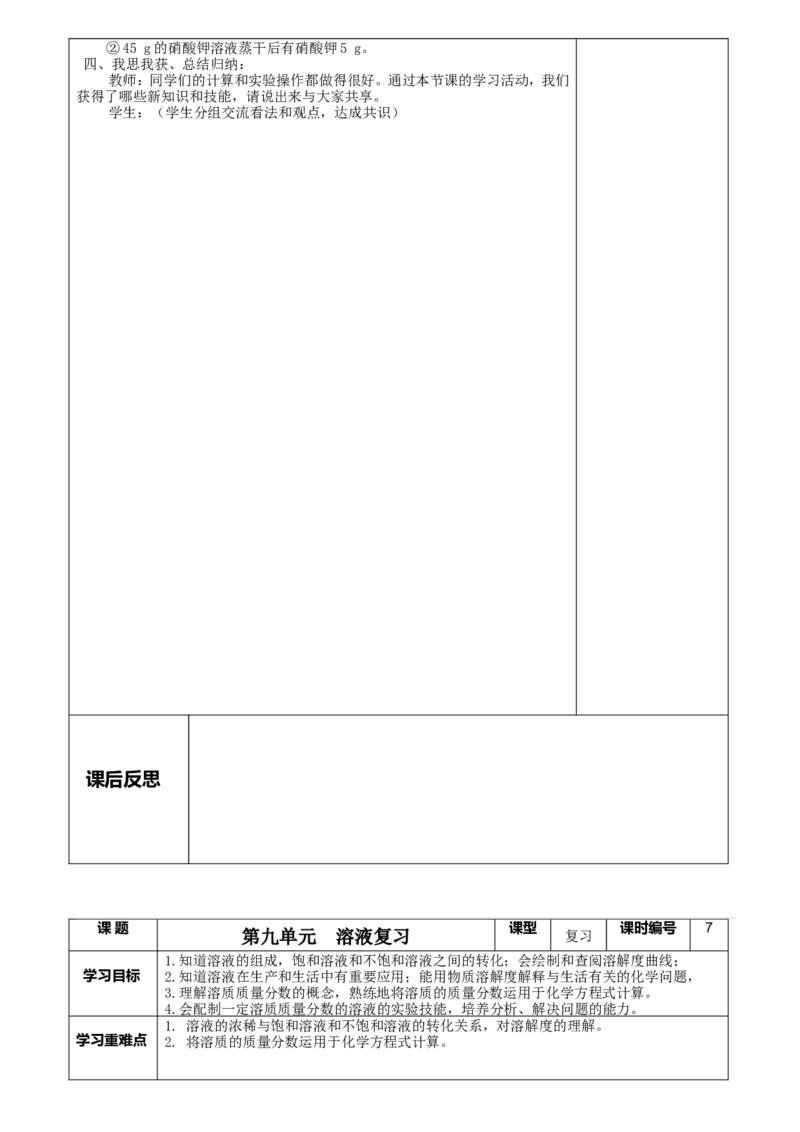 初中化学-九年级-下册第-九-单元教学计划及教案_初中化学_01.人教版初中化学_01.初中化学课件PPT--教案--试题_初中化学&mdash;课件&mdash;教案&mdash;试题-推荐_9年级下课件教案试题_9年级下教案