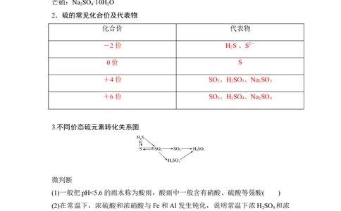 第2课时硫酸不同价态含硫物质的转化_高化_2025春-人教版高中化学_02新版高中化学必修二_4.课件+导学案_第五章第一节第2课时　硫酸不同价态含硫物质的转化（导学案+课件）