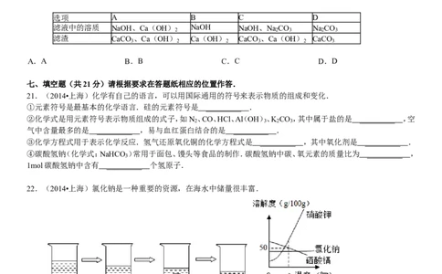 上海市2015年中考化学试题（解析版）_初中化学_01.人教版初中化学_01.初中化学课件PPT--教案--试题_初中化学18年试卷_人教版九年级化学下册2018