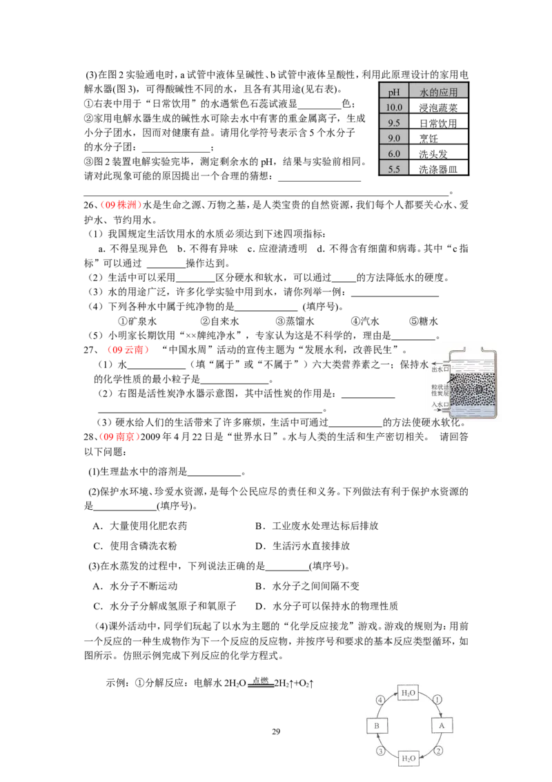 8年中考（2005-2012）全国各地中考化学真题分类汇编第3单元自然界的水_初中化学_01.人教版初中化学_01.初中化学课件PPT--教案--试题_初中化学全套_化学试题