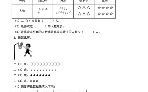 第八单元调查与记录（知识清单）-（学生版）（北师大版）_26春北师大版数学二下_19、赠送其它资料_二年级数学下册（北师大版）_旧版_二年级数学下册（北师大版）_期末总复习-K157