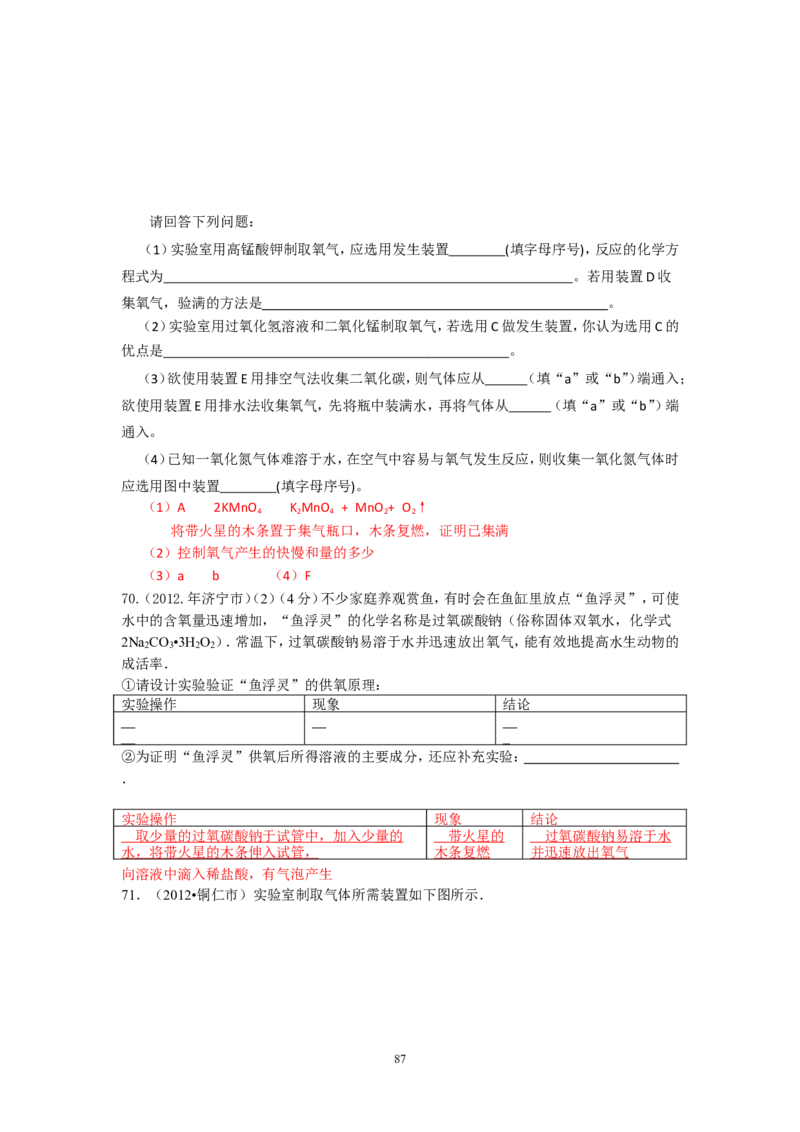 8年中考（2005-2012）全国各地中考化学真题分类汇编第2单元我们周围的空气_初中化学_01.人教版初中化学_01.初中化学课件PPT--教案--试题_初中化学全套_化学试题
