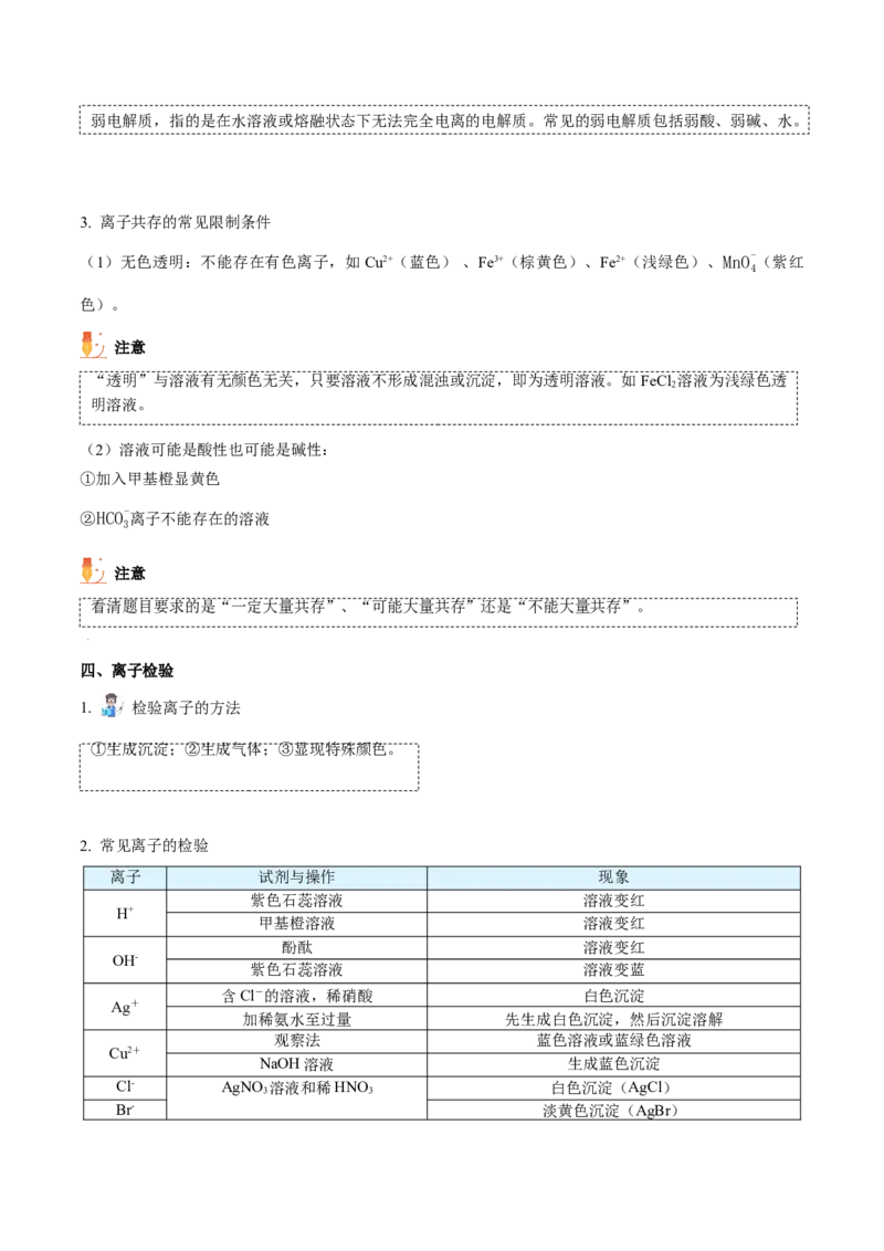第05讲离子反应进阶（word讲义）（教师版）（人教版2019）_高化_595801221724高中化学新人教版选择性必修一二三电子版教案PPT课件高中试卷_必修一册（人教版）_讲义