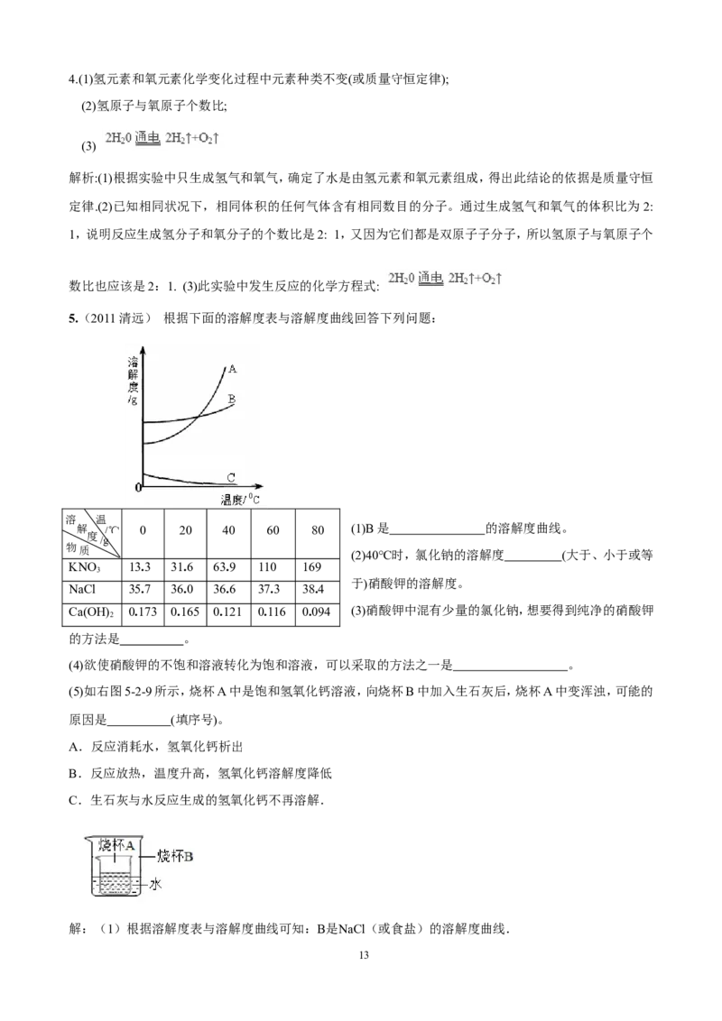 中考化学实验过关专题水和溶液人教版_初中化学_01.人教版初中化学_01.初中化学课件PPT--教案--试题_初中化学全套_化学试题_化学：中考化学实验与实验操作测试题(10份)
