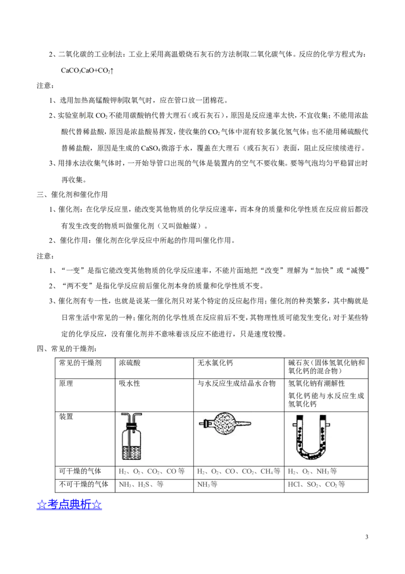 专题20气体的制备（讲）-备战2017年中考化学二轮复习讲练测（原卷版）_初中化学_01.人教版初中化学_07.初中化学中考总复习_备战2017年中考化学二轮复习讲练测（讲）