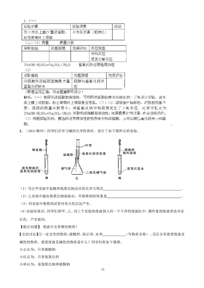 中考化学实验过关专题酸碱盐人教版_初中化学_01.人教版初中化学_01.初中化学课件PPT--教案--试题_初中化学全套_化学试题_化学：中考化学实验与实验操作测试题(10份)