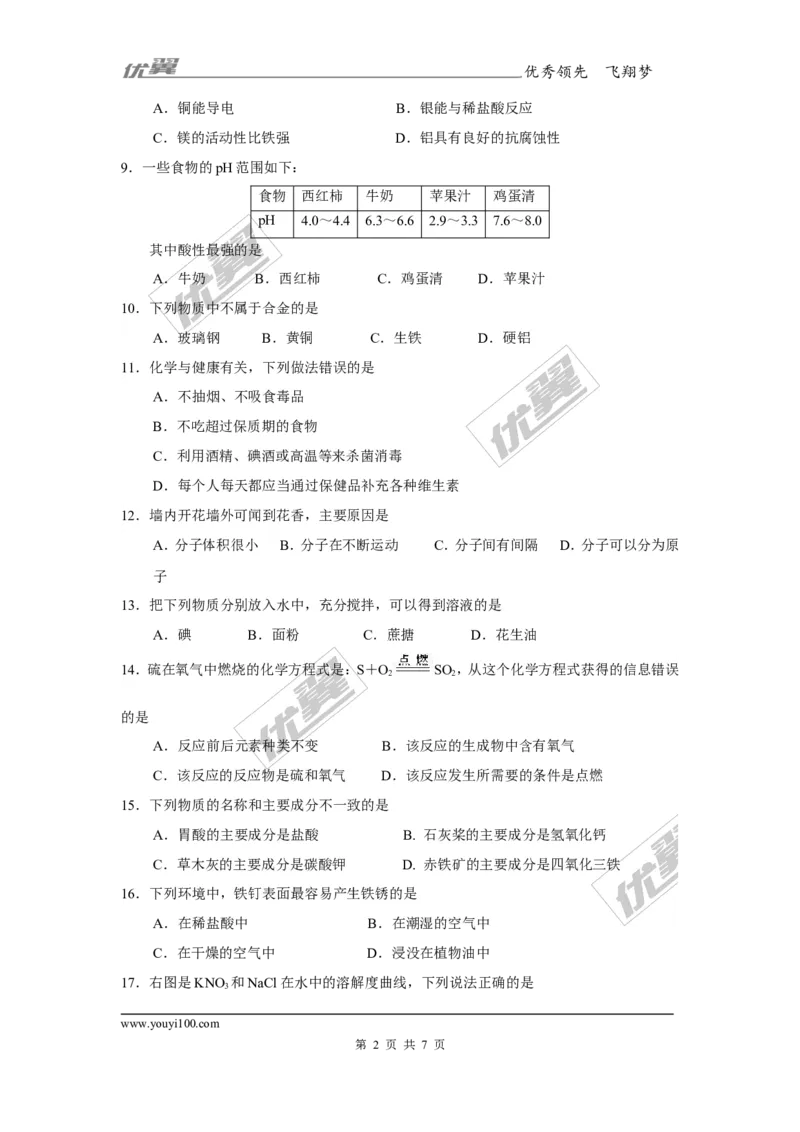2017年广西省玉林市崇左市中考化学试卷_初中化学_01.人教版初中化学_01.初中化学课件PPT--教案--试题_初中化学全套(课件--教案--配套)_18年初中化学9年级上_18秋九化上(RJ)--8.各地真题