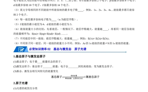 第一章原子结构与性质速记清单-（人教版2019选择性必修2）（学生版）_高化_595801221724高中化学新人教版选择性必修一二三电子版教案PPT课件高中试卷_选择性必修2册（人教版）