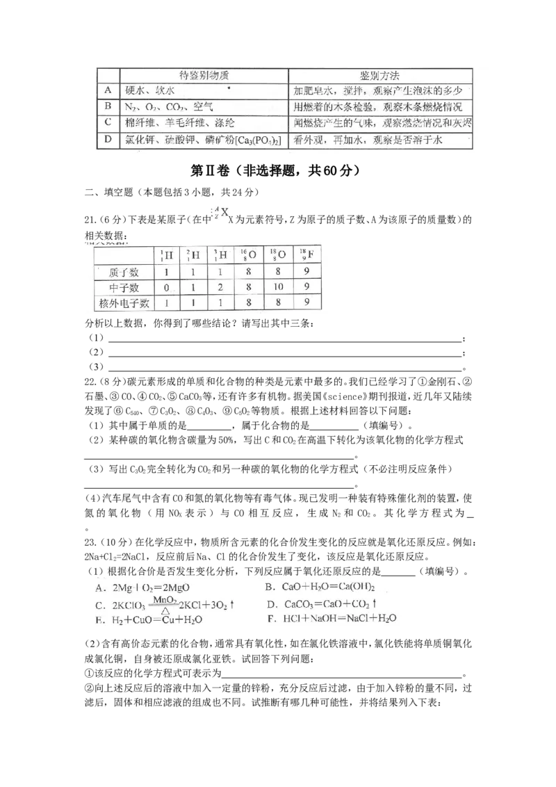 2010年全国初中化学素质与能力竞赛湖北赛区初赛试题_初中化学_01.人教版初中化学_01.初中化学课件PPT--教案--试题_初中化学全套_化学试题