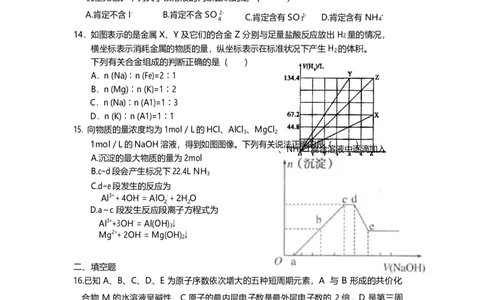 天津市第一中学2019-2020学年高一上学期期末考试化学试题_高化_2025春-人教版高中化学_01新版高中化学必修一_4.习题试卷_期中期末真题卷