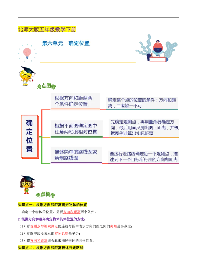 精品第六单元《确定位置》章节复习&mdash;五年级数学下册考点分类强化训练（解析）北师大版_26春北师大版数学二下_19、赠送其它资料_旧版_赠品：北师大知识总结