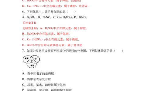 2018年中考化学一轮复习&bull;《化学肥料》真题练习（解析版）_初中化学_01.人教版初中化学_07.初中化学中考总复习_2018年中考化学一轮复习&bull;