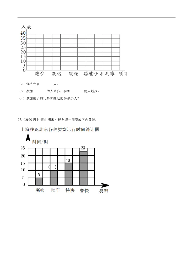 精品第六单元《数据的表示和分析》章节复习&mdash;四年级数学下册考点分类强化训练（原卷）北师大版_26春北师大版数学二下_19、赠送其它资料_旧版_赠品：北师大知识总结