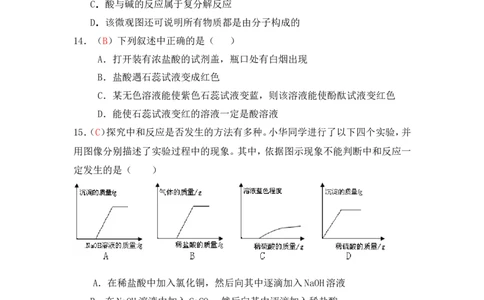 2013届九年级上学期同步检测化学试题第10单元酸和碱（解析版）_初中化学_01.人教版初中化学_01.初中化学课件PPT--教案--试题_初中化学全套_化学试题