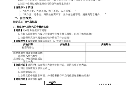 2.1空气_初中化学_01.人教版初中化学_01.初中化学课件PPT--教案--试题_初中化学全套_化学教案_化学：人教版九年级上册新版导学案（3套39份）_第2单元我们周围的空气