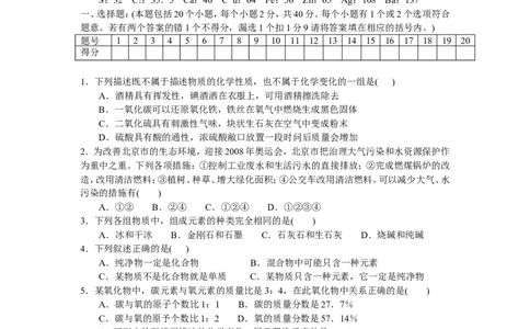 2008年全国初中学生化学素质和实验能力竞赛山东省初赛试题_初中化学_01.人教版初中化学_01.初中化学课件PPT--教案--试题_初中化学全套_化学试题