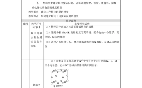晶体结构与性质复习（第二课时）-教学设计_高化_2025春-人教版高中化学_04新版高中化学选择性必修2_02教案_第三章晶体结构与性质复习教学设计（2课时）