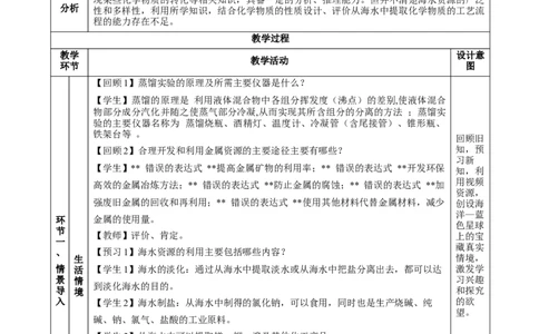 8.1.2海水资源的开发利用（教学设计）-（人教版2019必修第二册）_高化_595801221724高中化学新人教版选择性必修一二三电子版教案PPT课件高中试卷_必修二册（人教版）_教学设计