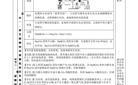 专题2两种重要的钠盐（教学设计）-（人教版2019必修第一册）_高化_595801221724高中化学新人教版选择性必修一二三电子版教案PPT课件高中试卷_必修一册（人教版）_教学设计