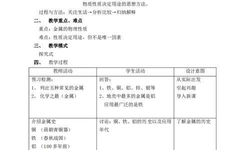 九年级化学下册-第八单元-金属和金属材料-课题1-金属材料教案2-新人教版_初中化学_01.人教版初中化学_01.初中化学课件PPT--教案--试题_初中化学&mdash;课件&mdash;教案&mdash;试题-推荐_第8单元
