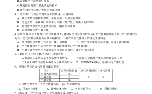 中考化学试题分类汇编&mdash;第二单元_我们周围的空气_初中化学_01.人教版初中化学_01.初中化学课件PPT--教案--试题_初中化学&mdash;课件&mdash;教案&mdash;试题-推荐_9年级上课件教案试题_第2单元