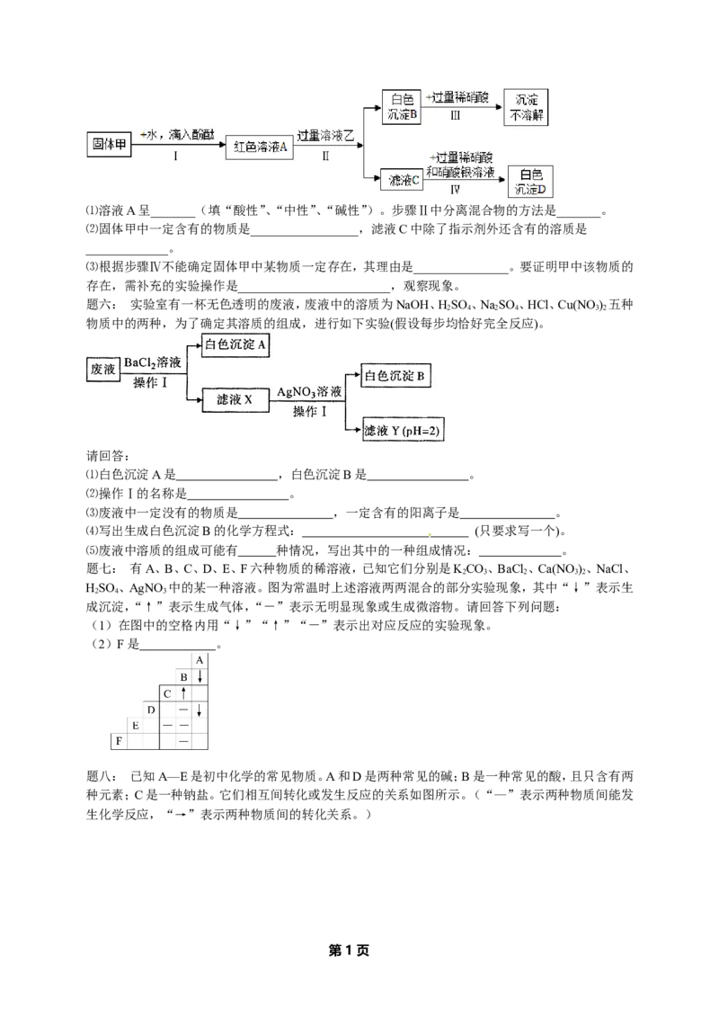 专题物质的鉴别和推断经典精讲课后练习及详解_初中化学_01.人教版初中化学_07.初中化学中考总复习_人教版化学中考专题复习