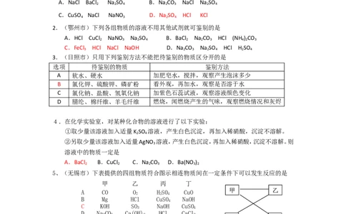 2007-2011五年全国各地中考化学试题分类汇编第十一单元盐化肥_初中化学_01.人教版初中化学_01.初中化学课件PPT--教案--试题_初中化学全套_化学试题