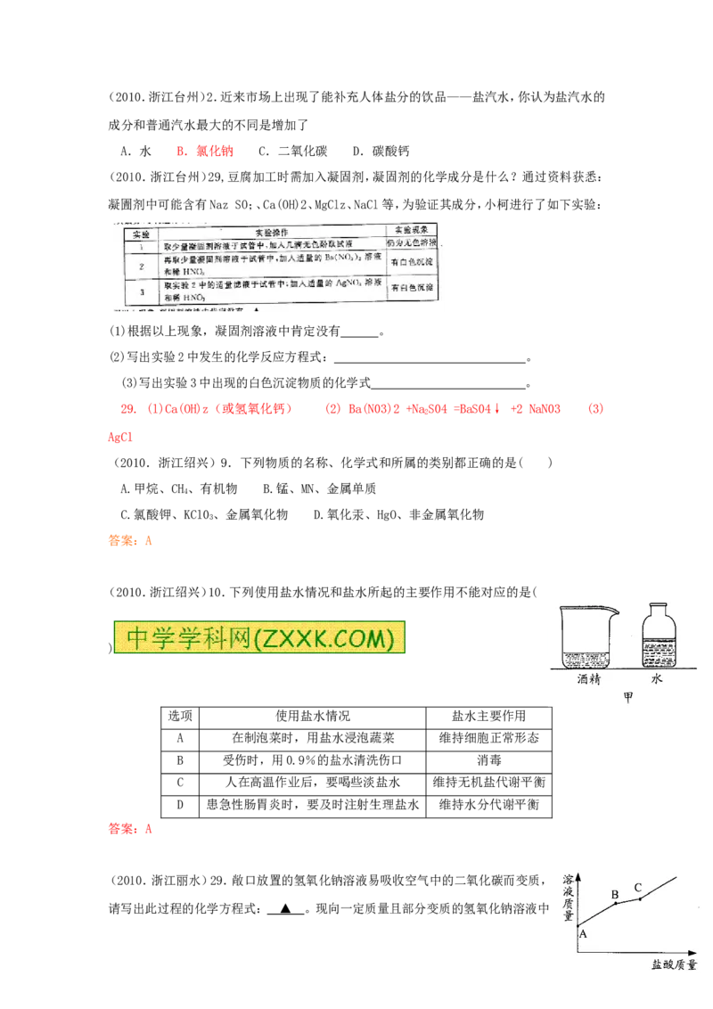 2007-2011五年全国各地中考化学试题分类汇编第十一单元盐化肥_初中化学_01.人教版初中化学_01.初中化学课件PPT--教案--试题_初中化学全套_化学试题