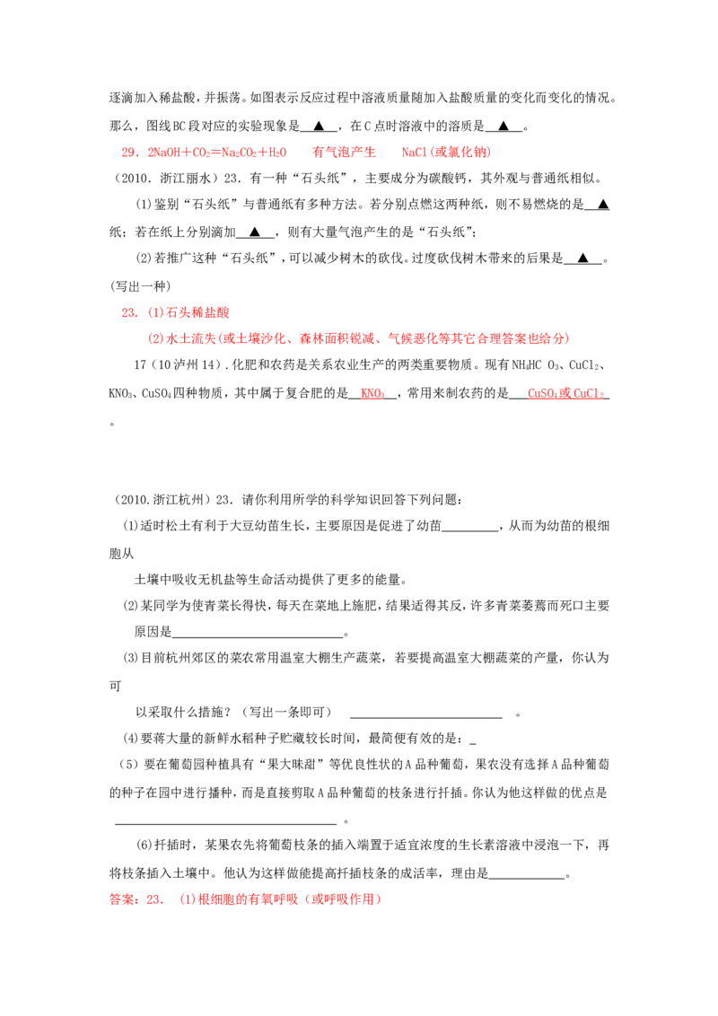 2007-2011五年全国各地中考化学试题分类汇编第十一单元盐化肥_初中化学_01.人教版初中化学_01.初中化学课件PPT--教案--试题_初中化学全套_化学试题