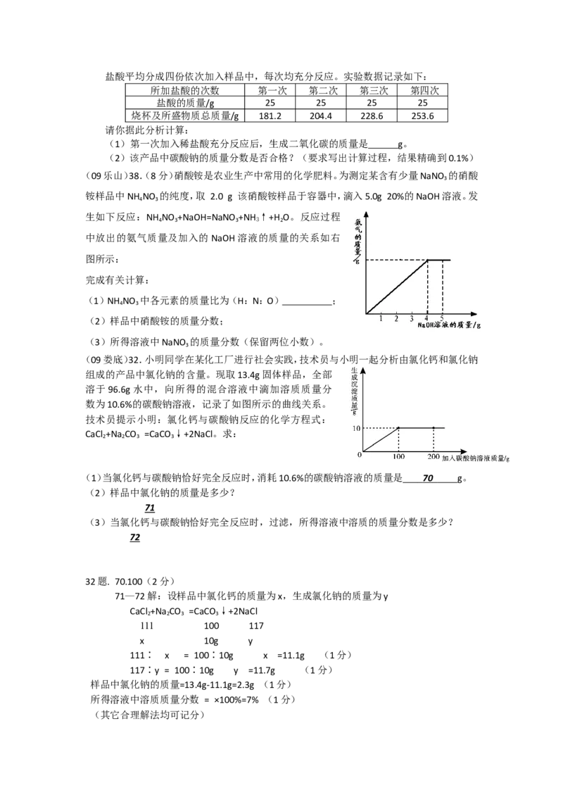 2007-2011五年全国各地中考化学试题分类汇编第十一单元盐化肥_初中化学_01.人教版初中化学_01.初中化学课件PPT--教案--试题_初中化学全套_化学试题