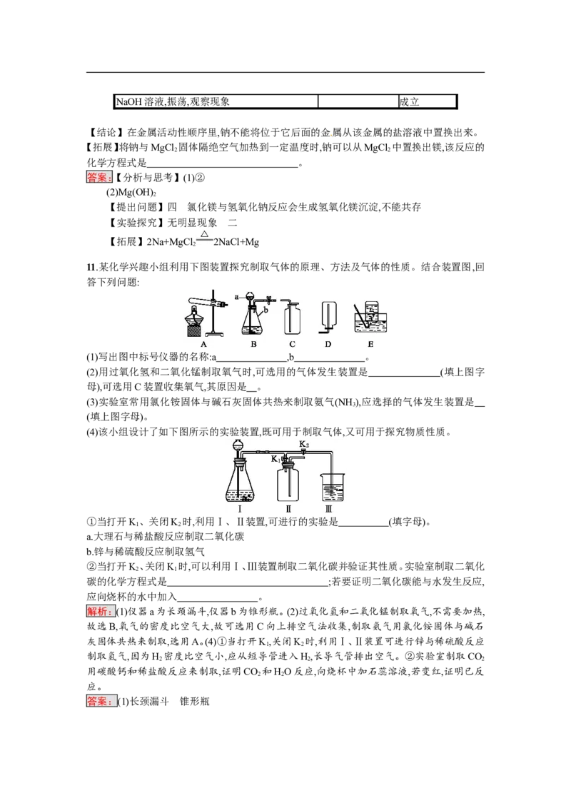 2018届中考化学（人教版）总复习单元特训：专题六　实验方案设计与评价_初中化学_01.人教版初中化学_07.初中化学中考总复习_2018届中考化学（人教版）总复习单元特训