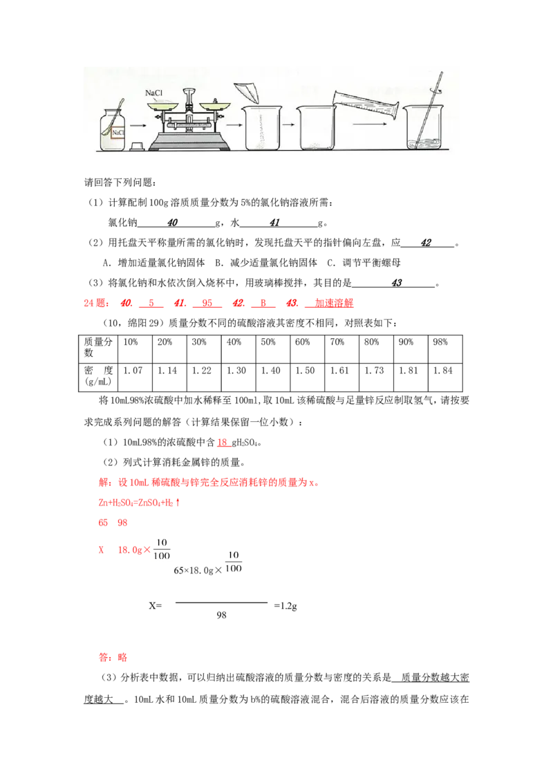 2007-2011五年全国各地中考化学试题分类汇编第九单元溶液_初中化学_01.人教版初中化学_01.初中化学课件PPT--教案--试题_初中化学全套_化学试题