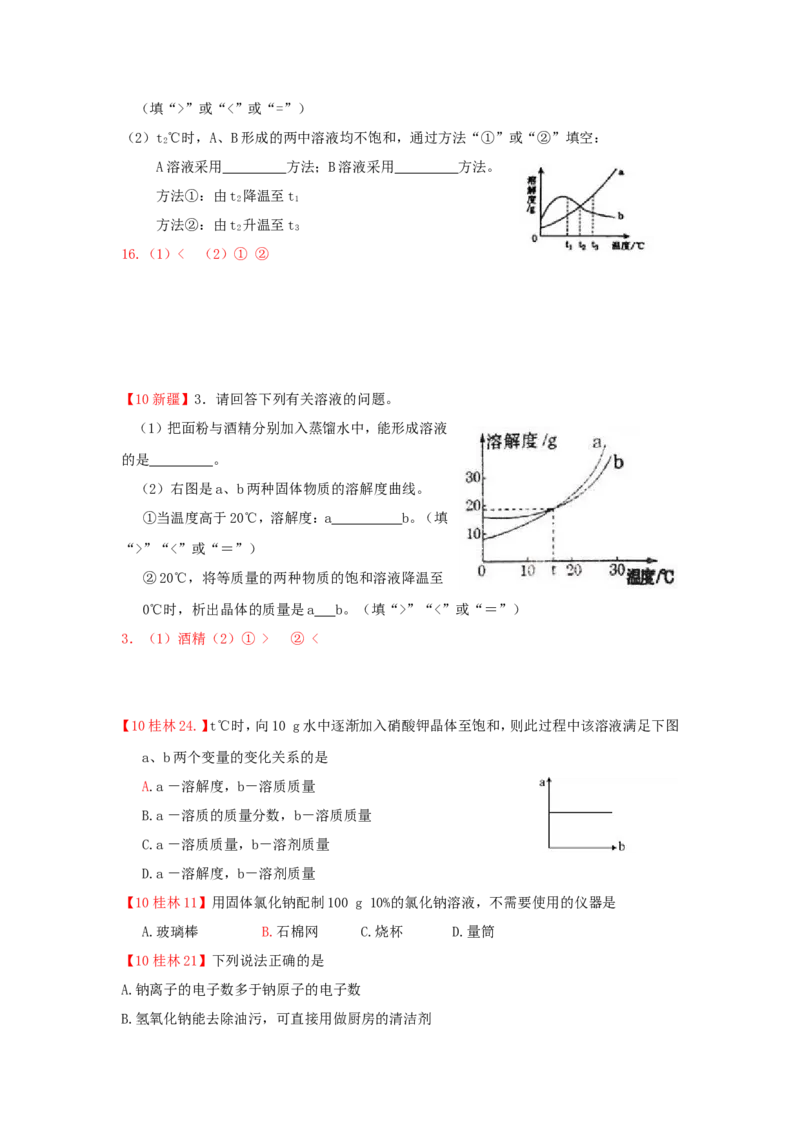 2007-2011五年全国各地中考化学试题分类汇编第九单元溶液_初中化学_01.人教版初中化学_01.初中化学课件PPT--教案--试题_初中化学全套_化学试题