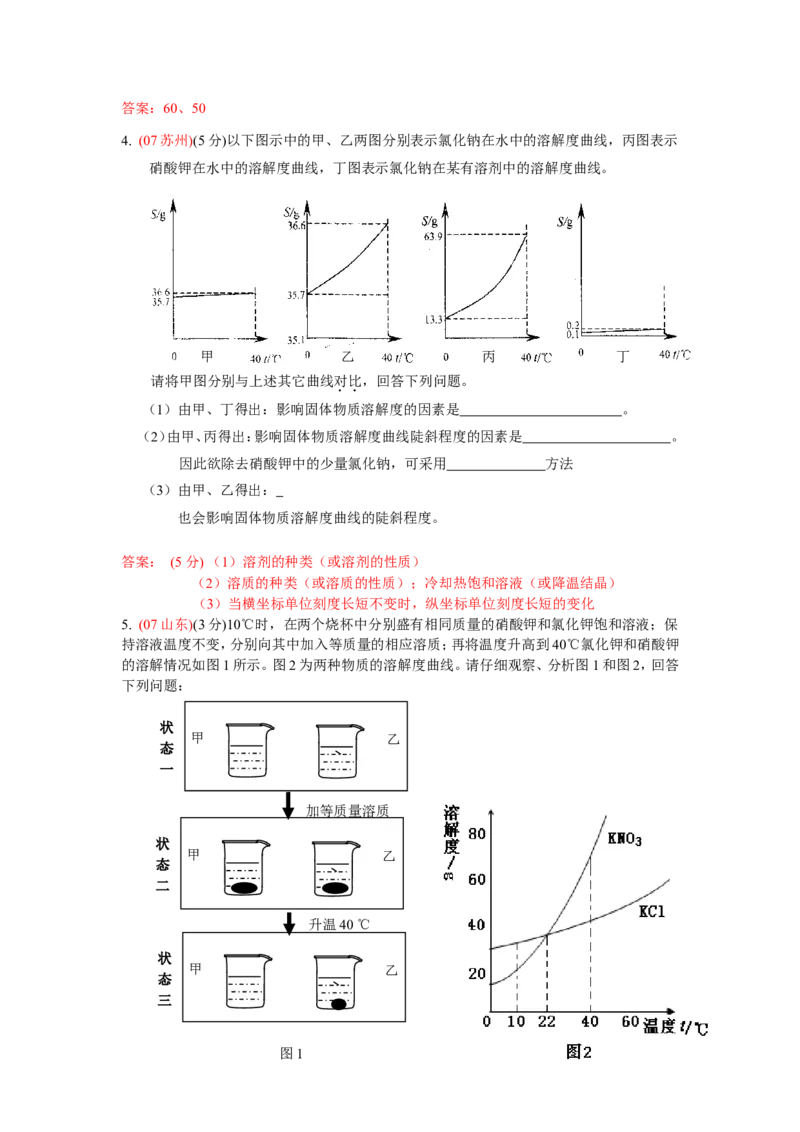 2007-2011五年全国各地中考化学试题分类汇编第九单元溶液_初中化学_01.人教版初中化学_01.初中化学课件PPT--教案--试题_初中化学全套_化学试题