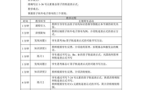 原子结构（第四课时）-教学设计_高化_2025春-人教版高中化学_04新版高中化学选择性必修2_02教案_1.1原子结构教学设计（4课时）
