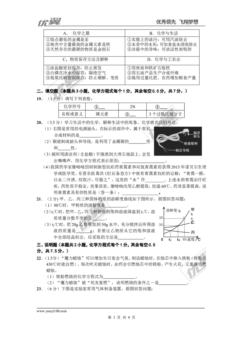 2016年湖北省宜昌市中考化学试题（word版，含答案）_初中化学_01.人教版初中化学_01.初中化学课件PPT--教案--试题_初中化学全套(课件--教案--配套)_18年初中化学9年级上