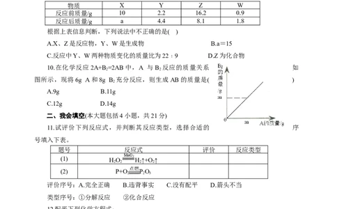 2018年8九年级化学上册人教版同步习题第五单元《化学方程式》单元检测题_初中化学_01.人教版初中化学_01.初中化学课件PPT--教案--试题_初中化学18年试卷