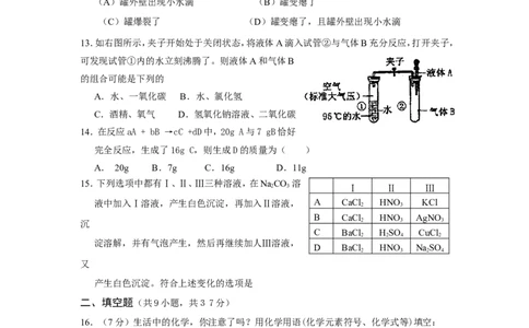 2007年全国(黄埔区)初中学生化学素质与能力竞赛黄埔区初赛试题_初中化学_01.人教版初中化学_01.初中化学课件PPT--教案--试题_初中化学全套_化学试题