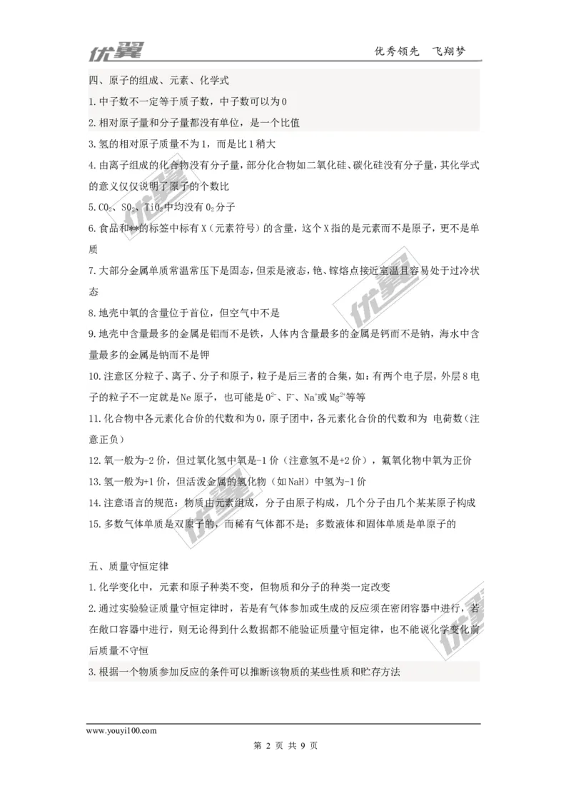 中考化学易错点大全_初中化学_01.人教版初中化学_01.初中化学课件PPT--教案--试题_初中化学全套(课件--教案--配套)_18年初中化学9年级上_18秋九化上(RJ)--7.复习资料_2.知识集锦