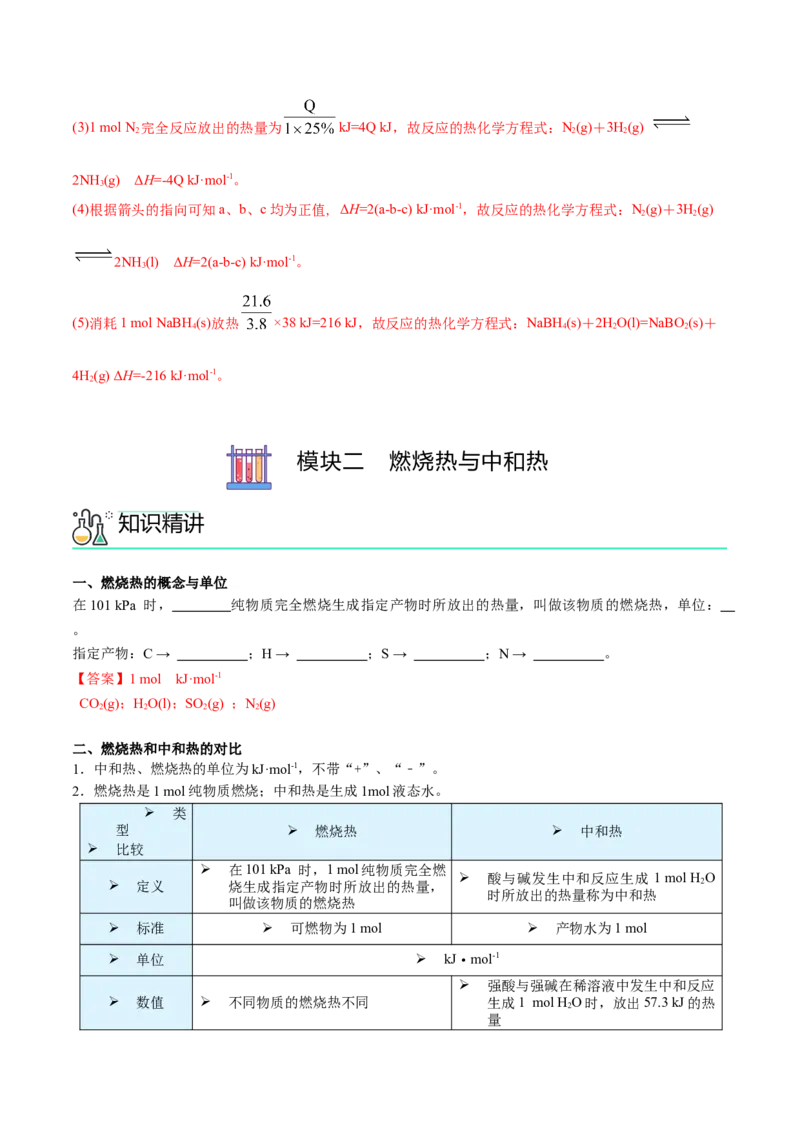 第02讲热化学方程式与燃烧热（教师版）-（人教2019选择性必修1）_高化_595801221724高中化学新人教版选择性必修一二三电子版教案PPT课件高中试卷_选择性必修1册（人教版）_讲义