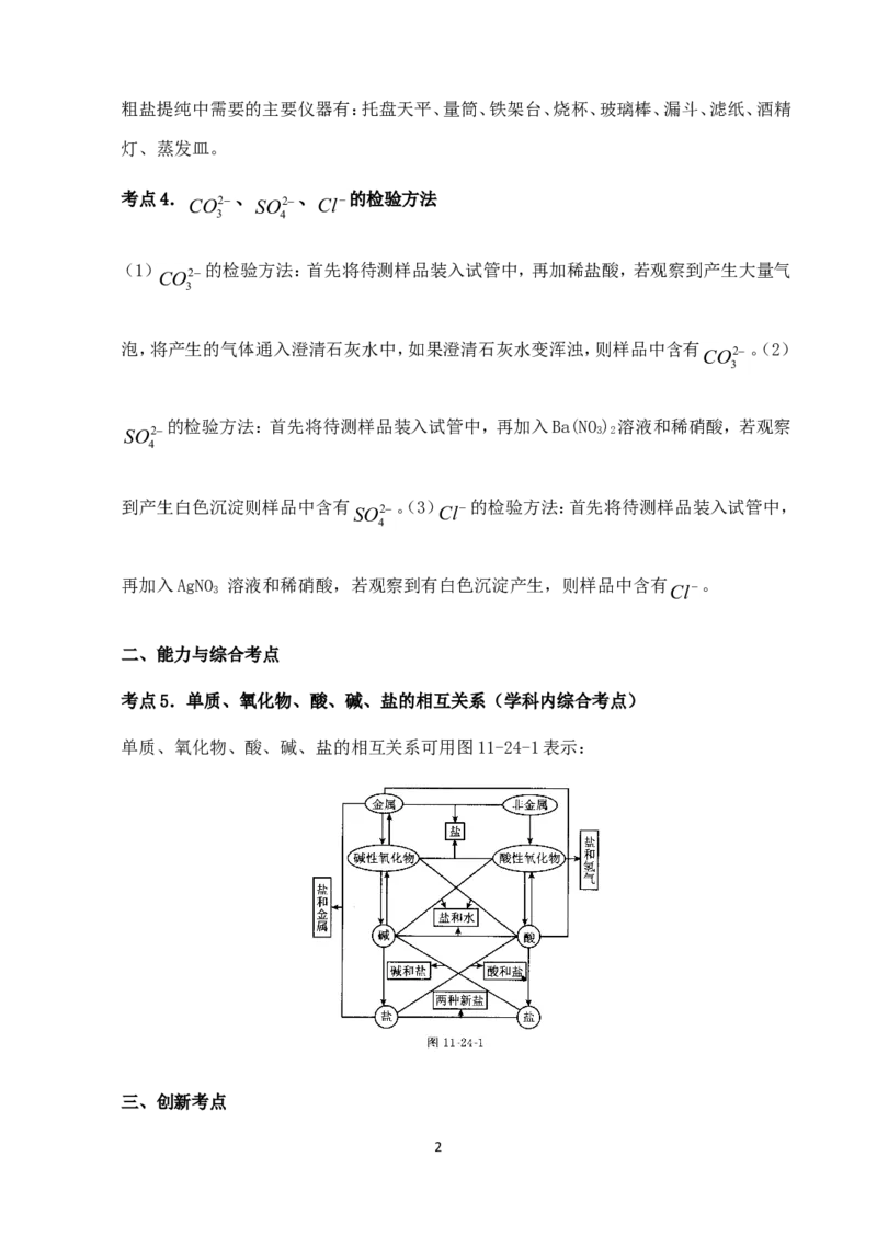 中考化学第一轮复习考点分析：生活中常见的盐_初中化学_01.人教版初中化学_01.初中化学课件PPT--教案--试题_初中化学全套_化学教案_化学：人教版九年级上册新版例题精讲(21份)