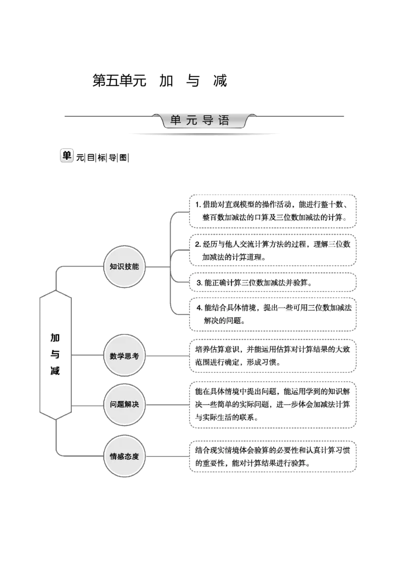 第五单元加与减_26春北师大版数学二下_19、赠送其它资料_二年级数学下册（北师大版）_旧版_二年级数学下册（北师大版）_教学设计_教学设计（多套）_第5单元_WORD教案