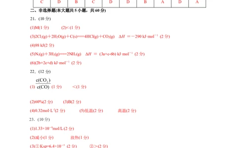 测试卷02高二化学上学期期中测试卷（参考答案）_高化_595801221724高中化学新人教版选择性必修一二三电子版教案PPT课件高中试卷_选择性必修1册（人教版）_期中+期末