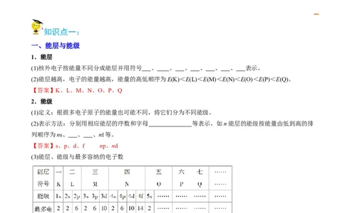 第01讲能层与能级构造原理与电子排布式（教师版）-（人教2019选择性必修2）_高化_595801221724高中化学新人教版选择性必修一二三电子版教案PPT课件高中试卷_选择性必修2册（人教版）_讲义